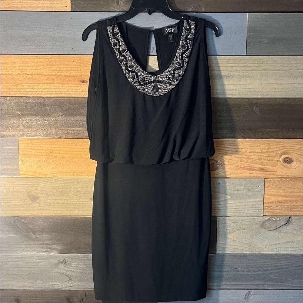 JSP Black Embellished Mini Dress